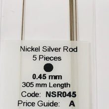Load image into Gallery viewer, Albion NSR045 Nickel Silver Micro Rod 0.45mm 5-PACK