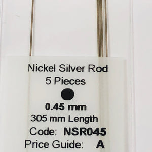 Albion NSR045 Nickel Silver Micro Rod 0.45mm 5-PACK