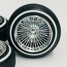 Load image into Gallery viewer, Pegasus 1/24 Rim &amp; Tire Set 1311 Chrome DZ's Shallow Rim w/ Whitewalls (4)