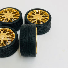 Load image into Gallery viewer, Pegasus 1/24 Rim &amp; Tire Set 1236 Beemers Rims Gold (4)