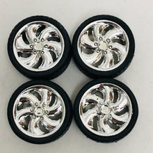 Load image into Gallery viewer, Pegasus 1/24 Rim &amp; Tire Set 1218 Chrome Cyclone Rims With Tires (4)