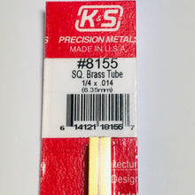 Load image into Gallery viewer, K&amp;S 8155 Square Brass Tube 1/4&quot; x 12&quot;