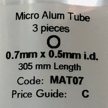 Load image into Gallery viewer, Albion MAT07 Aluminium Micro Tubing 0.7 mm OD x 0.5 mm ID 3-PACK