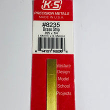 Load image into Gallery viewer, K&amp;S 8235 Brass Strip 0.025&quot; x 1/4&quot; x 12&quot;