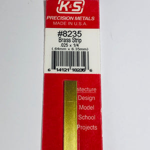 K&S 8235 Brass Strip 0.025" x 1/4" x 12"