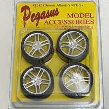 Load image into Gallery viewer, Pegasus 1/24 Rim &amp; Tire Set 1242 Chrome Allantes W/Tires (4)