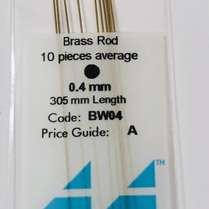 Albion BW04 Brass Micro Rod 0.4 mm 10-PACK