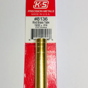 K&S 8136 Round Brass Tube 13/32" OD x 0.014"t x 12"