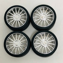 Load image into Gallery viewer, Pegasus 1/24 Rim &amp; Tire Set 1206 Chrome Spider Rims With Tires (4)