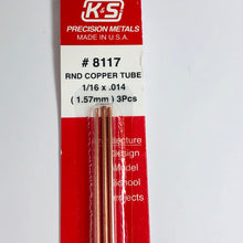 Load image into Gallery viewer, K&amp;S 8117 Copper Tube 1/16&quot; x 12&quot; (3)