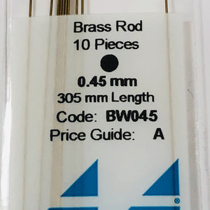 Albion BW045 Brass Micro Rod 0.45mm  10-PACK
