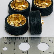 Load image into Gallery viewer, Pegasus 1/24 Rim &amp; Tire Set 1204 Tri Blades Gold (4)