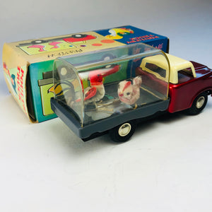 VINTAGE TIN FRICTION Poultry Truck MF958 Rooster & Hen ANNA432