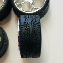 Load image into Gallery viewer, Pegasus 1/24 Rim &amp; Tire Set 1214 Chrome Swirl Stars w/Tires (4)