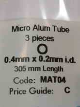 Load image into Gallery viewer, Albion MAT04 Aluminium Micro Tubing 0.4 mm OD x 0.2 mm ID 3-PACK
