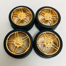 Load image into Gallery viewer, Pegasus 1/24 Rim &amp; Tire Set 1224 Gold Elite Rims With Tires (4)