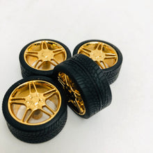 Load image into Gallery viewer, Pegasus 1/24 Rim &amp; Tire Set 1224 Gold Elite Rims With Tires (4)