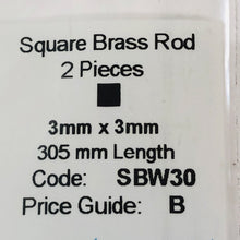 Load image into Gallery viewer, Albion SBW30 3mm x 3mm Square Brass Rod  2-PACK