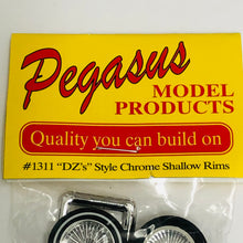 Load image into Gallery viewer, Pegasus 1/24 Rim &amp; Tire Set 1311 Chrome DZ's Shallow Rim w/ Whitewalls (4)