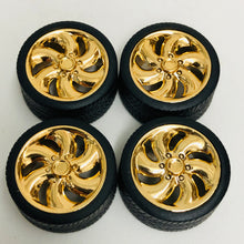 Load image into Gallery viewer, Pegasus 1/24 Rim &amp; Tire Set 1220 Gold Cyclone Rims With Tires (4)