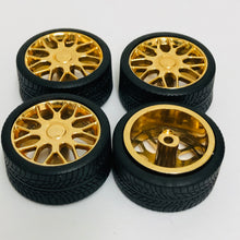Load image into Gallery viewer, Pegasus 1/24 Rim &amp; Tire Set 1236 Beemers Rims Gold (4)