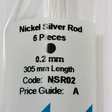 Load image into Gallery viewer, Albion NSR02 Nickel Silver Micro Rod 0.2mm 6-PACK