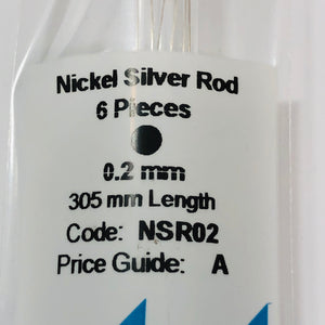 Albion NSR02 Nickel Silver Micro Rod 0.2mm 6-PACK