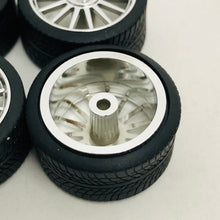 Load image into Gallery viewer, Pegasus 1/24 Rim &amp; Tire Set 1206 Chrome Spider Rims With Tires (4)