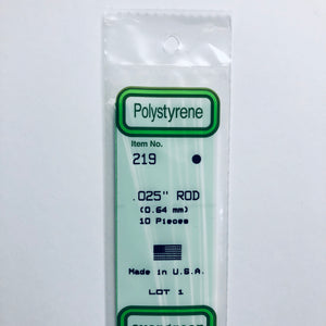 Evergreen 219 Styrene Plastic Rod 0.025" x 14" (10)