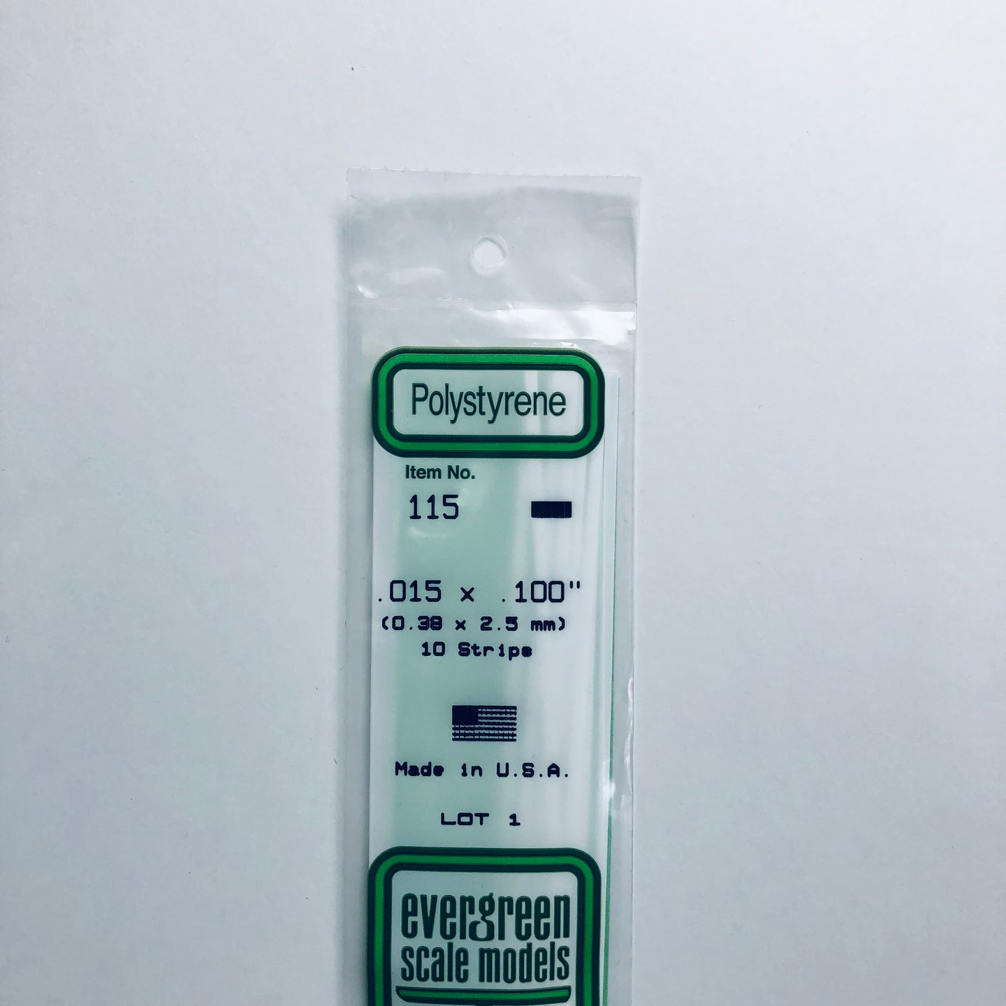 Evergreen 115 Styrene Plastic Strips 0.015