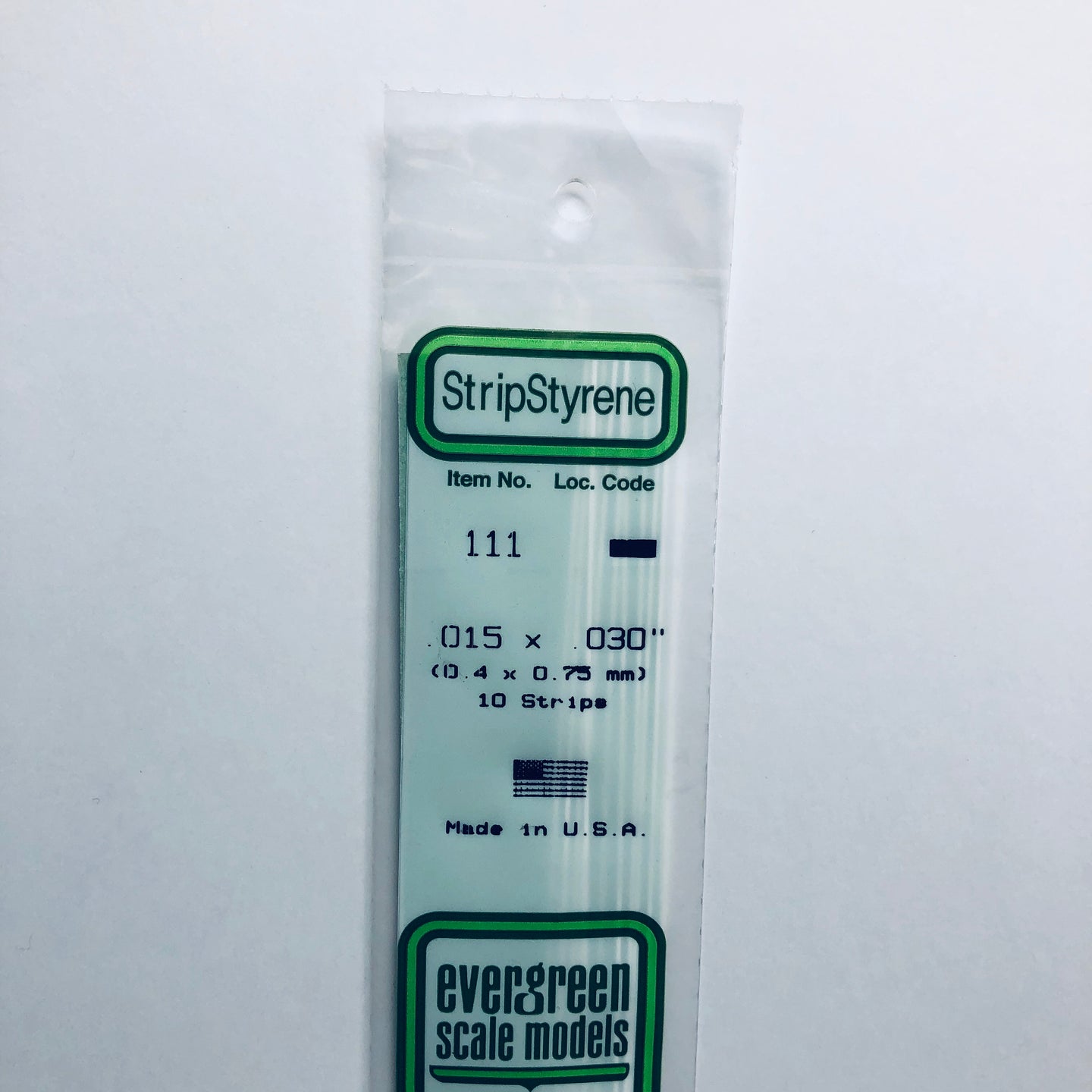 Evergreen 111 Styrene Plastic Strips .015x.030 