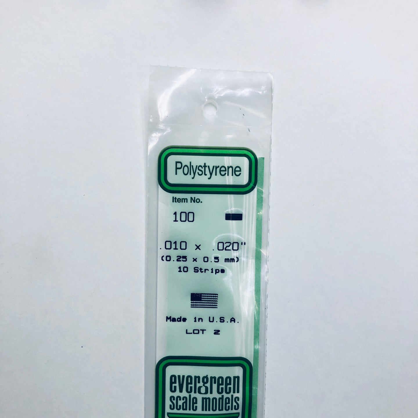 Evergreen 100 Styrene Plastic Strips 0.010