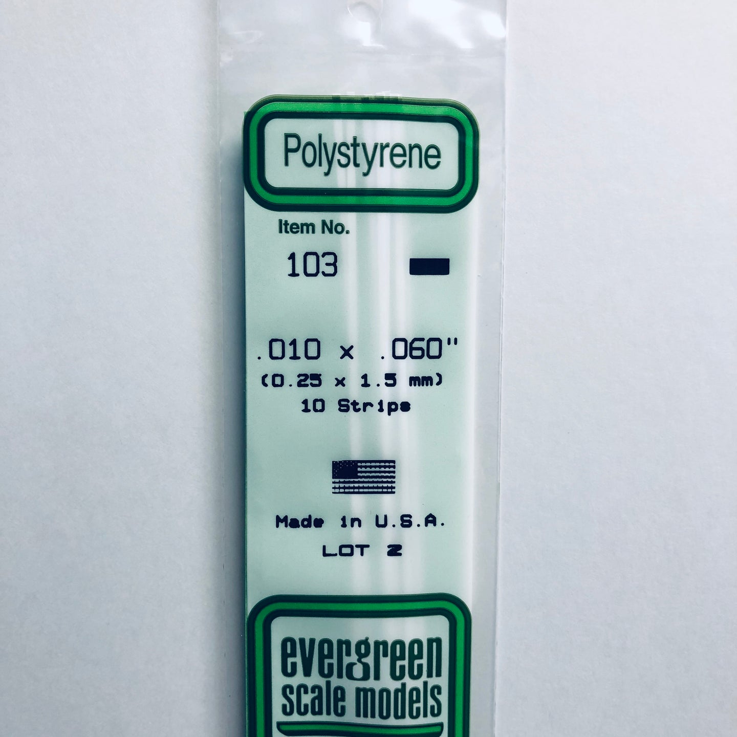 Evergreen 103 Styrene Plastic Strips 0.010