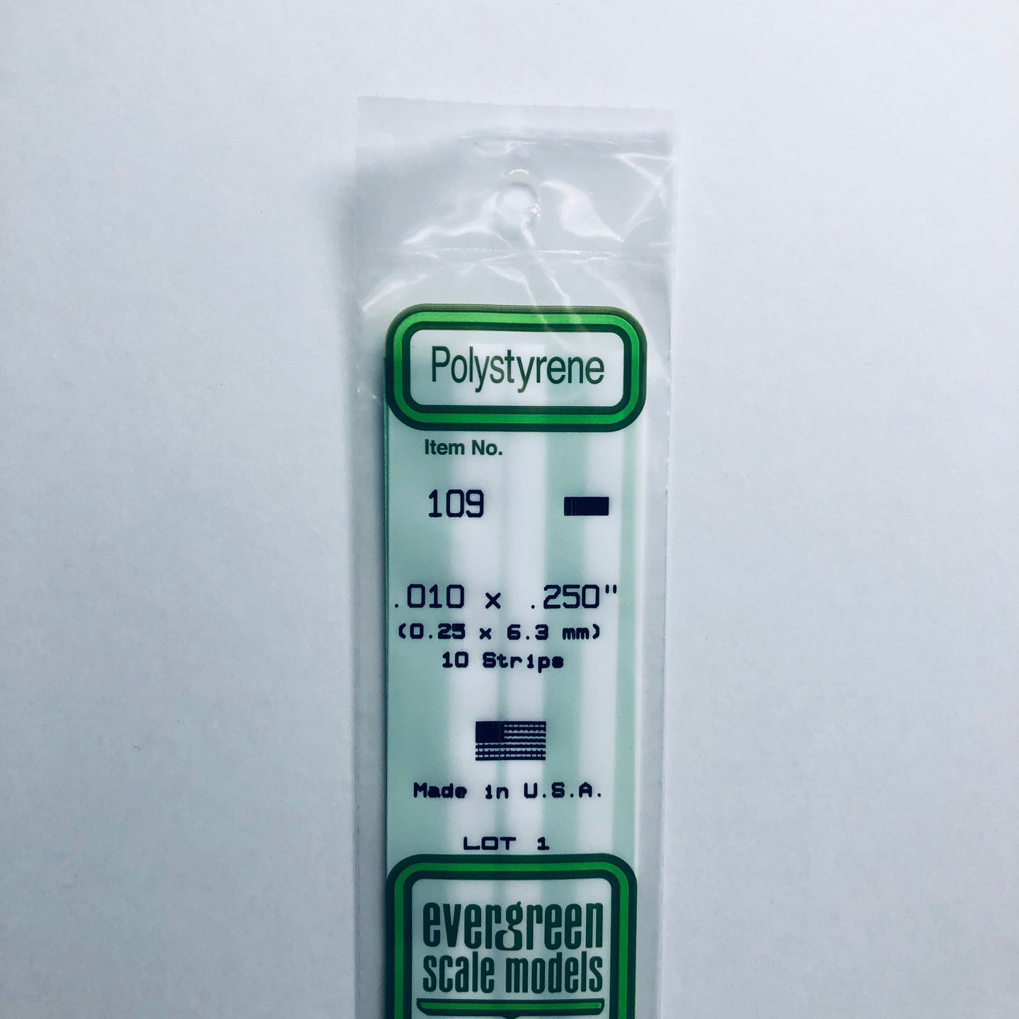 Evergreen 109 Styrene Plastic Strips 0.010