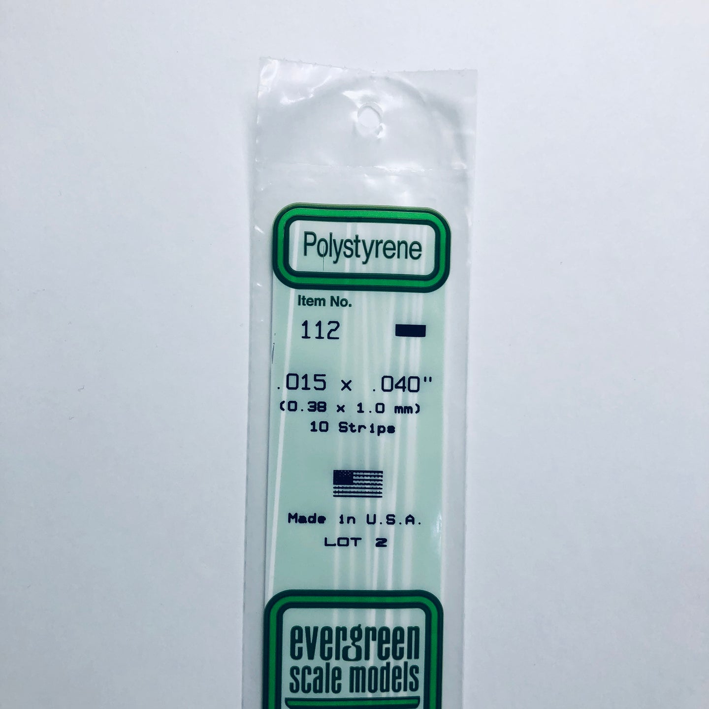 Evergreen 112 Styrene Plastic Strips .015x.040 x 14