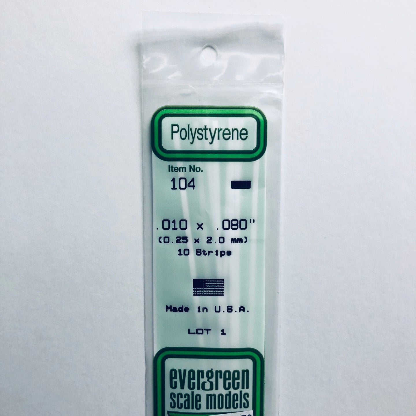 Evergreen 104 Styrene Plastic Strips 0.010
