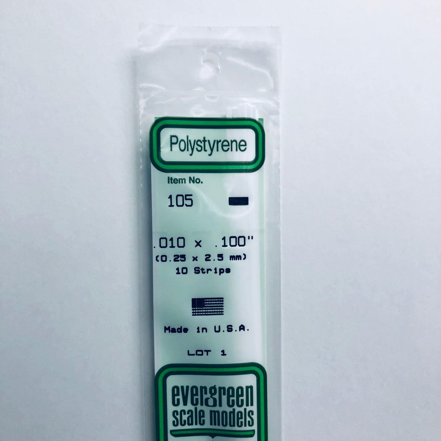 Evergreen 105 Styrene Plastic Strips 0.010