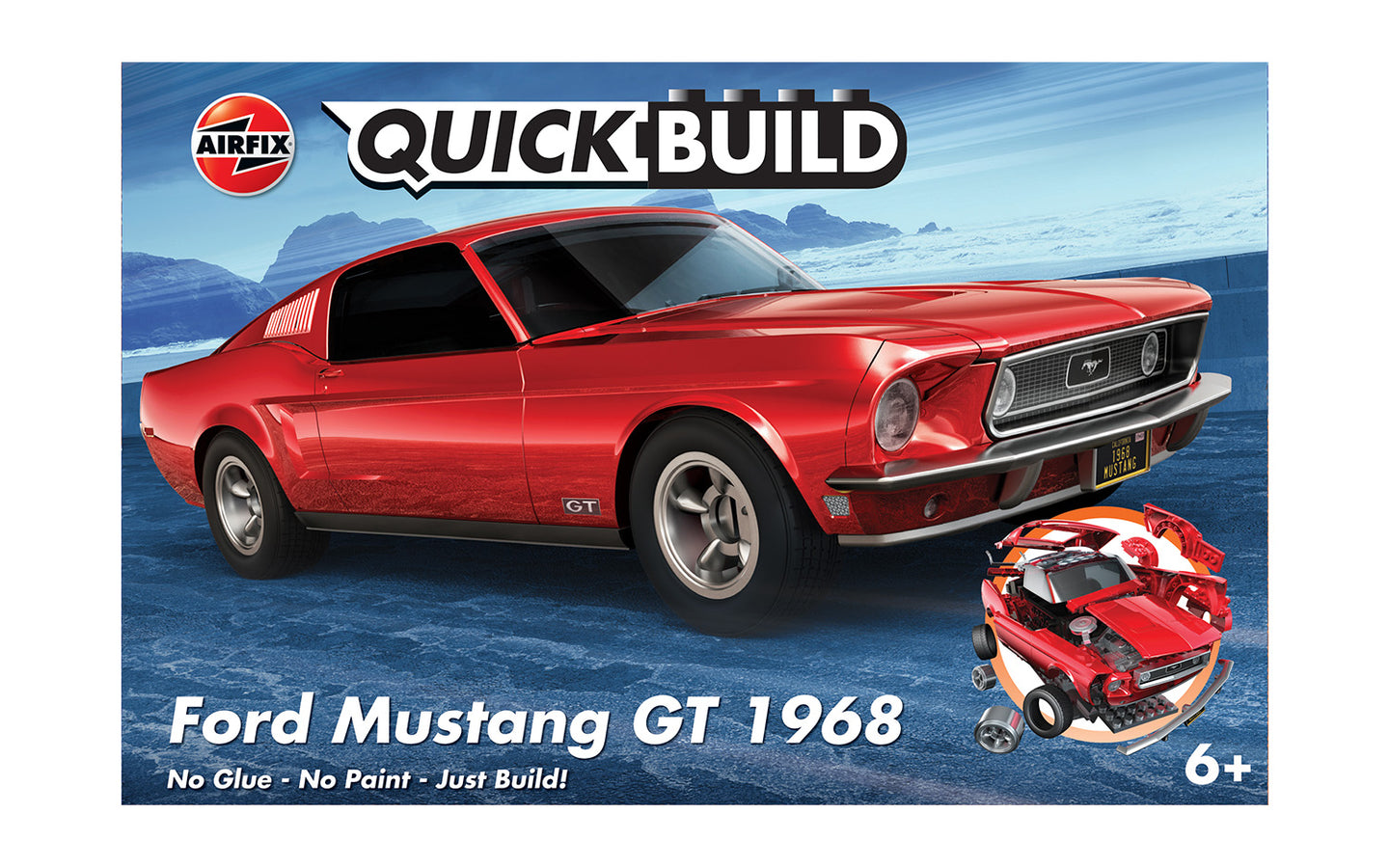Airfix QUICK BUILD 1968 Ford Mustang GT Snap Together Model Car Kit J6035