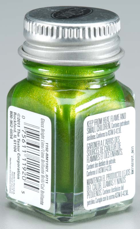 Testors 1192 Enamel Bright Lime Metallic 1/4 oz