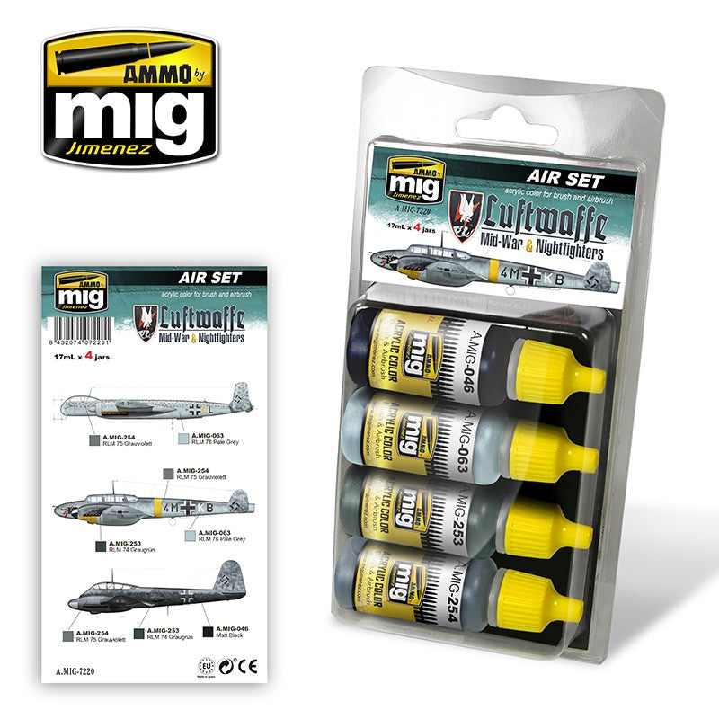 Ammo by Mig AMIG7220 Luftwaffe WWII Mid-War and Nightfighters Paint Set