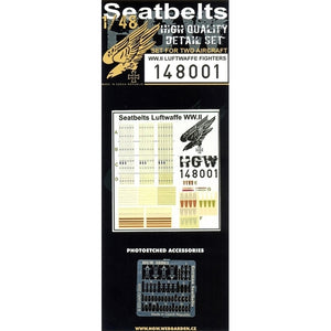 HGW 1/48 German Luftwaffe Fighters Microplastic Foil/Photoetch Seatbelts 148001