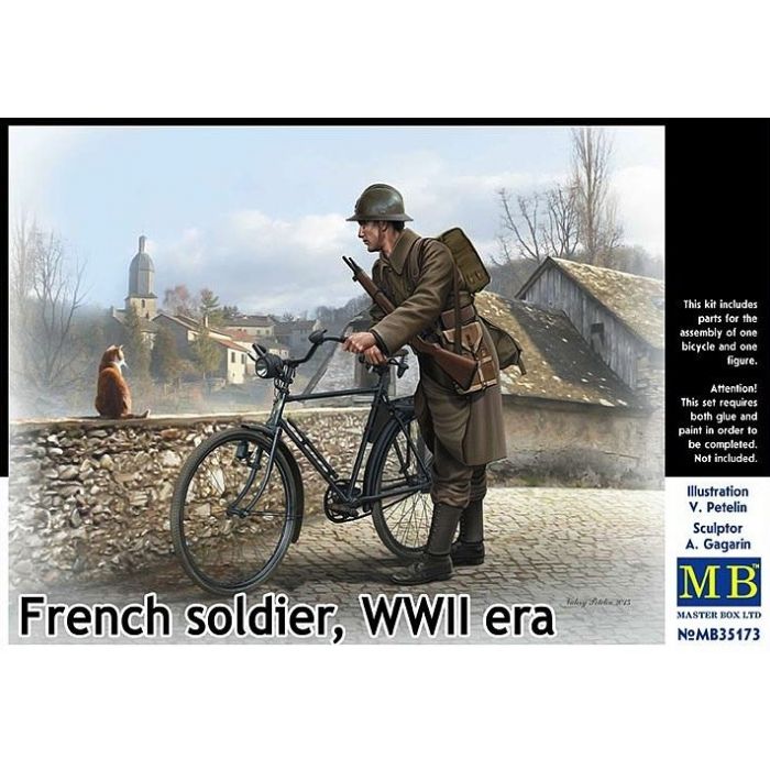MasterBox 1/35 French Soldier w/ Bicycle WWII Era MB35173