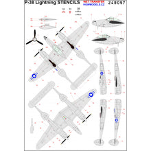 Load image into Gallery viewer, HGW 1/48 US P-38F/G Lightning Stencils and National Markings 248097