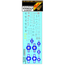 Load image into Gallery viewer, HGW 1/48 US P-38F/G Lightning Stencils and National Markings 248097