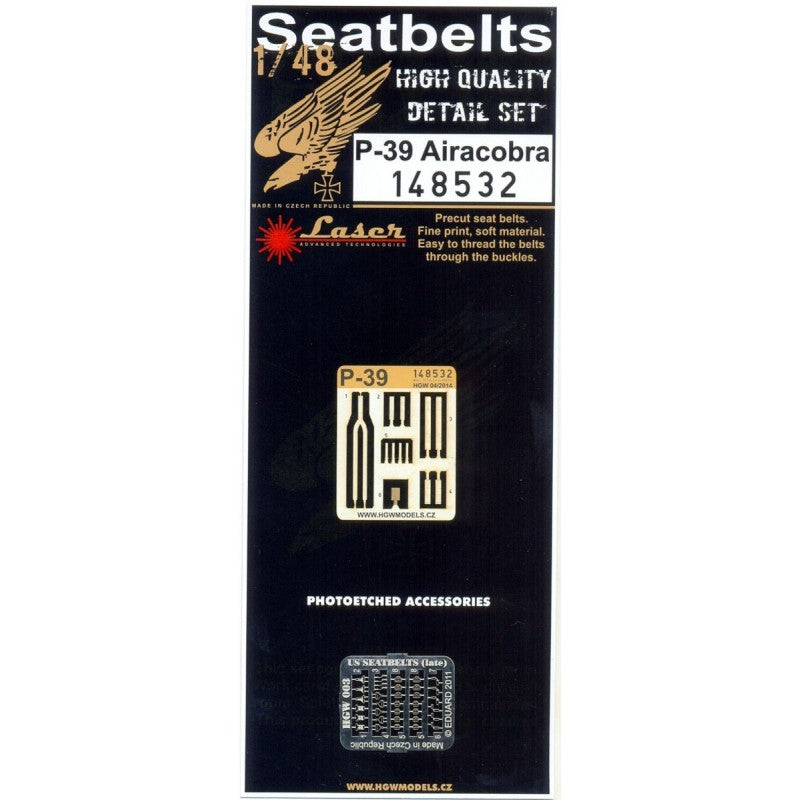 HGW 1/48 US P-39 Airacobra Microcloth/Photoetch Seatbelts 148532