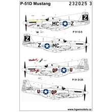 Load image into Gallery viewer, HGW 1/32 US P-51 D/K Mustang Stencils and Markings Wet Transfer 232025
