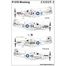 Load image into Gallery viewer, HGW 1/32 US P-51 D/K Mustang Stencils and Markings Wet Transfer 232025