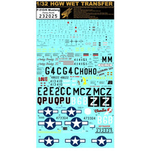 Load image into Gallery viewer, HGW 1/32 US P-51 D/K Mustang Stencils and Markings Wet Transfer 232025