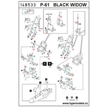 Load image into Gallery viewer, HGW 1/48 US P-61 Black Widow Microcloth/Photoetch Seatbelts 148533