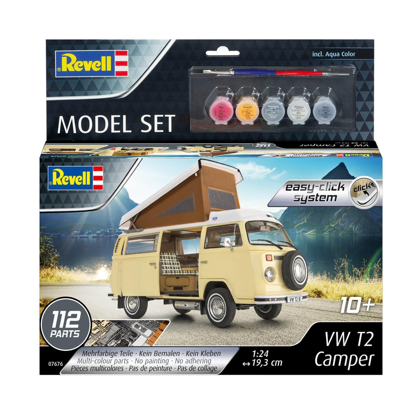 1/24Volkswagen Type 2 Camper レベルプラモデル Revell Easy-Click Model Set 1/24 Volkswagen VW T2 Camper Van 67676